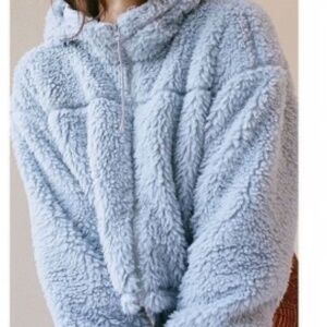 UO Baby Blue Plush Cropped Jacket